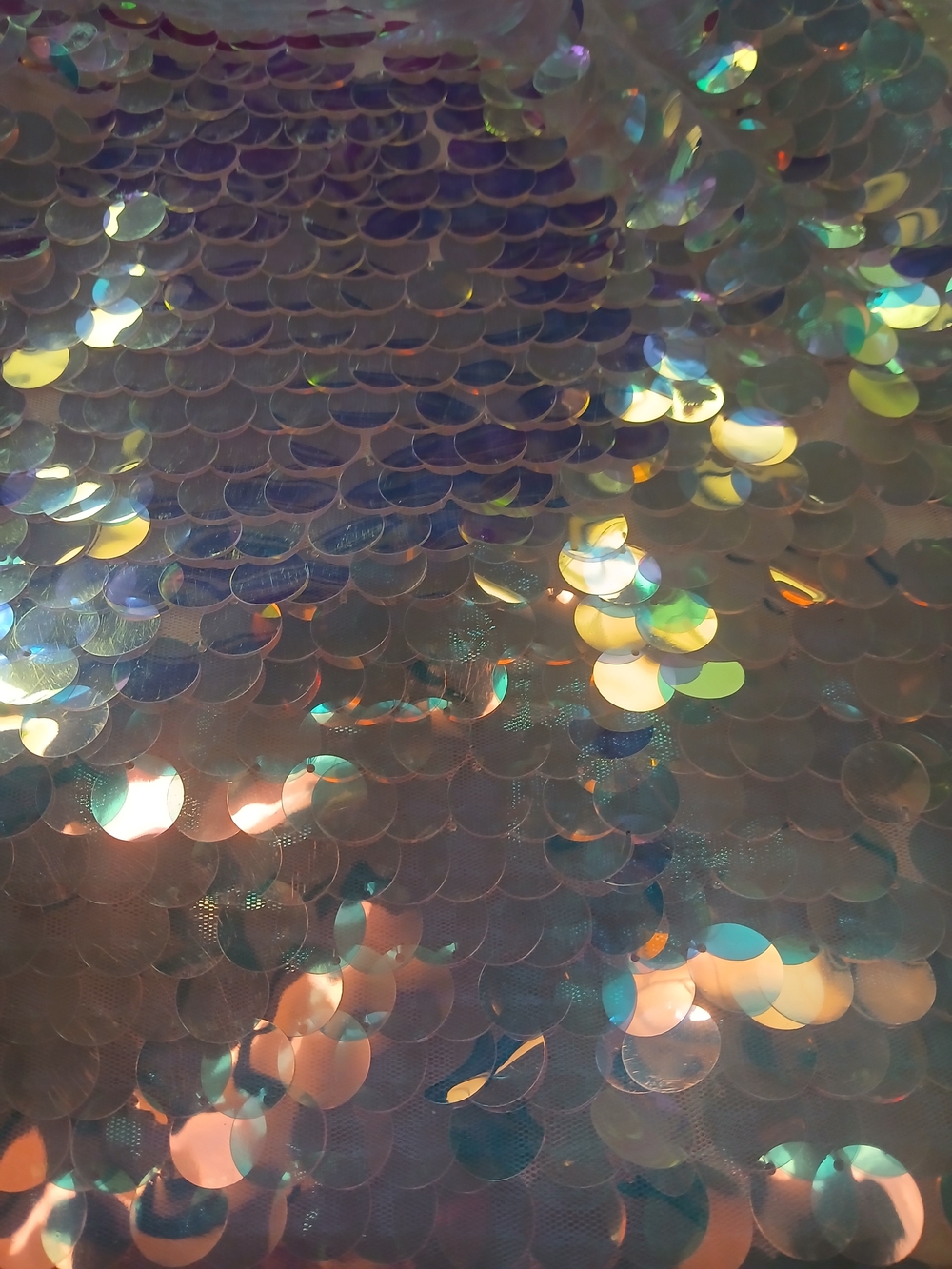 Fabric: iridescent paillette costume fabric, 1 yard